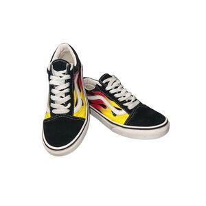 Vans Off The Wall Old Skool Flame Red Yellow Black Shoes Mens 4.5‎ Womens 6